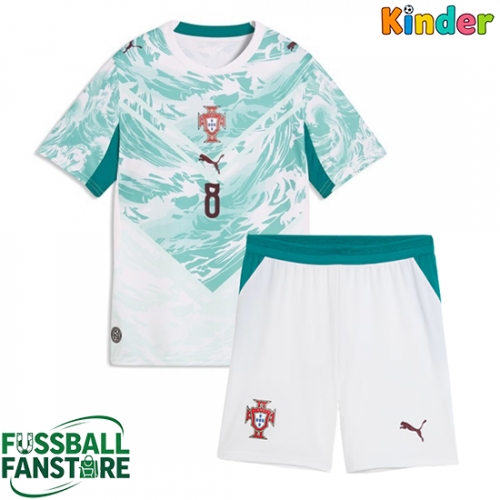 Portugal Bruno Fernandes #8 Replik Auswärtstrikot Kinder WM 2026 Kurzarm (+ Kurze Hosen)